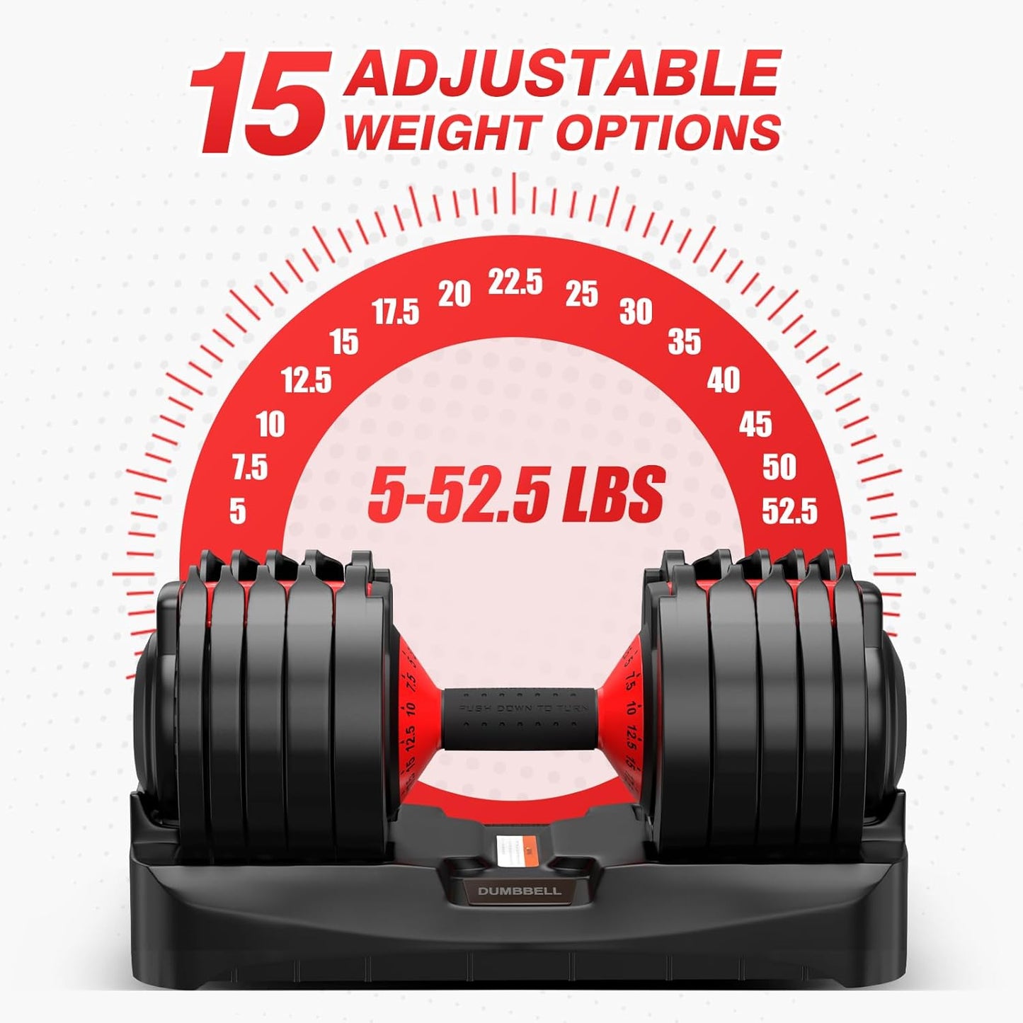 QIPAKA 52.5LBS Adjustable Dumbbells Set of 2, Durable Weights Dumbbells Set, 15 in 1 Free Weights Set with Anti-Slip Grip, Fast Adjust Gym Equipment Space Saving for Home Strength Training – Pair