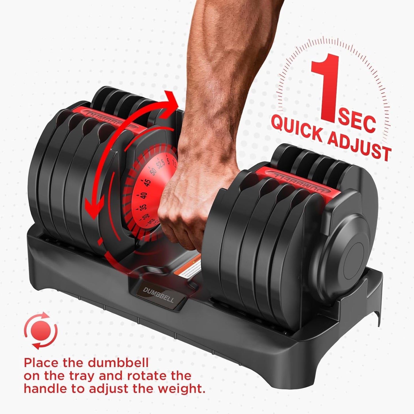 QIPAKA 52.5LBS Adjustable Dumbbells Set of 2, Durable Weights Dumbbells Set, 15 in 1 Free Weights Set with Anti-Slip Grip, Fast Adjust Gym Equipment Space Saving for Home Strength Training – Pair