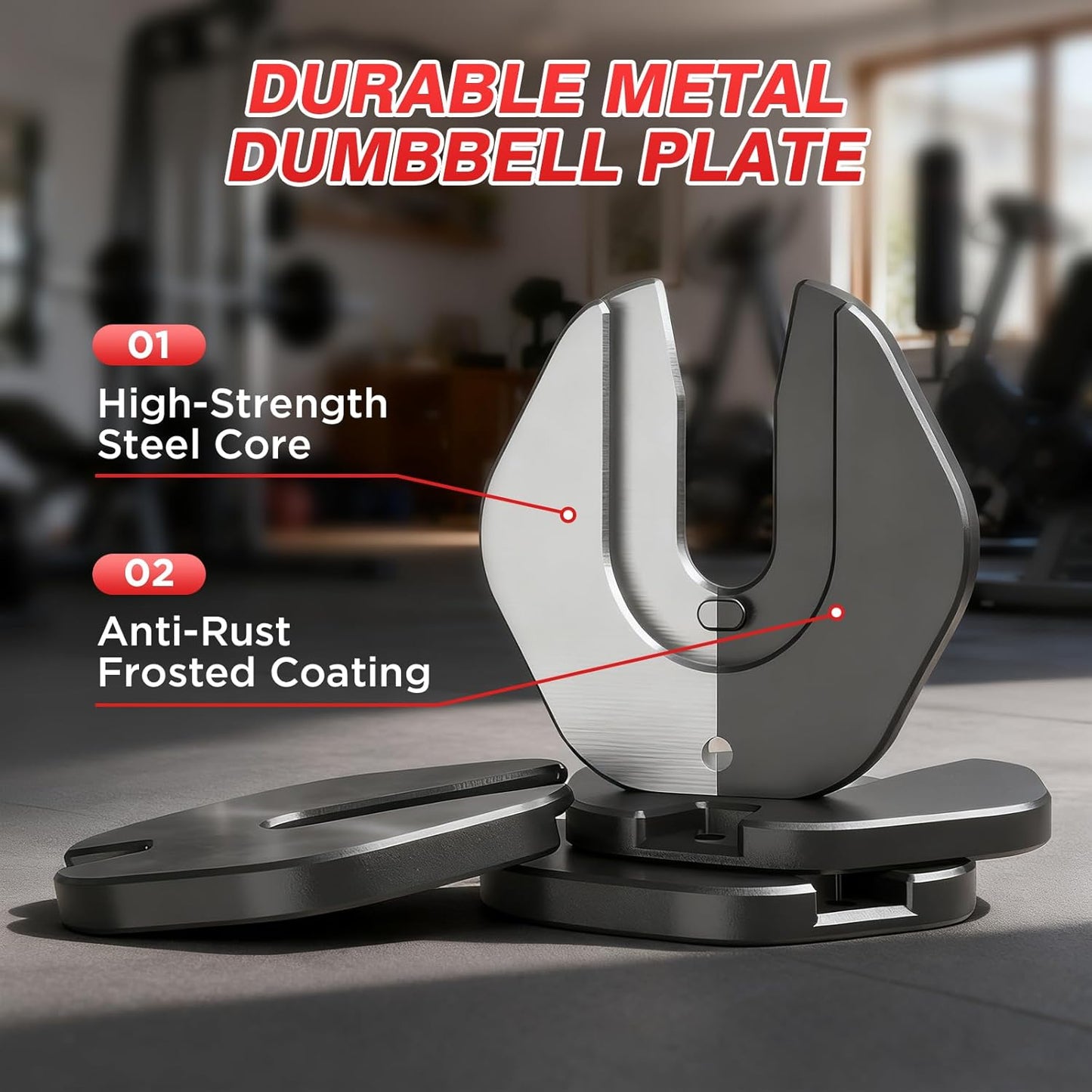 QIPAKA 25LBS Adjustable Dumbbells Set of 2, Durable Weights Dumbbells Set, 10 in 1 Free Weights Set with Anti-Slip Grip, Fast Adjust Gym Equipment Space Saving for Home Strength Training – Pair