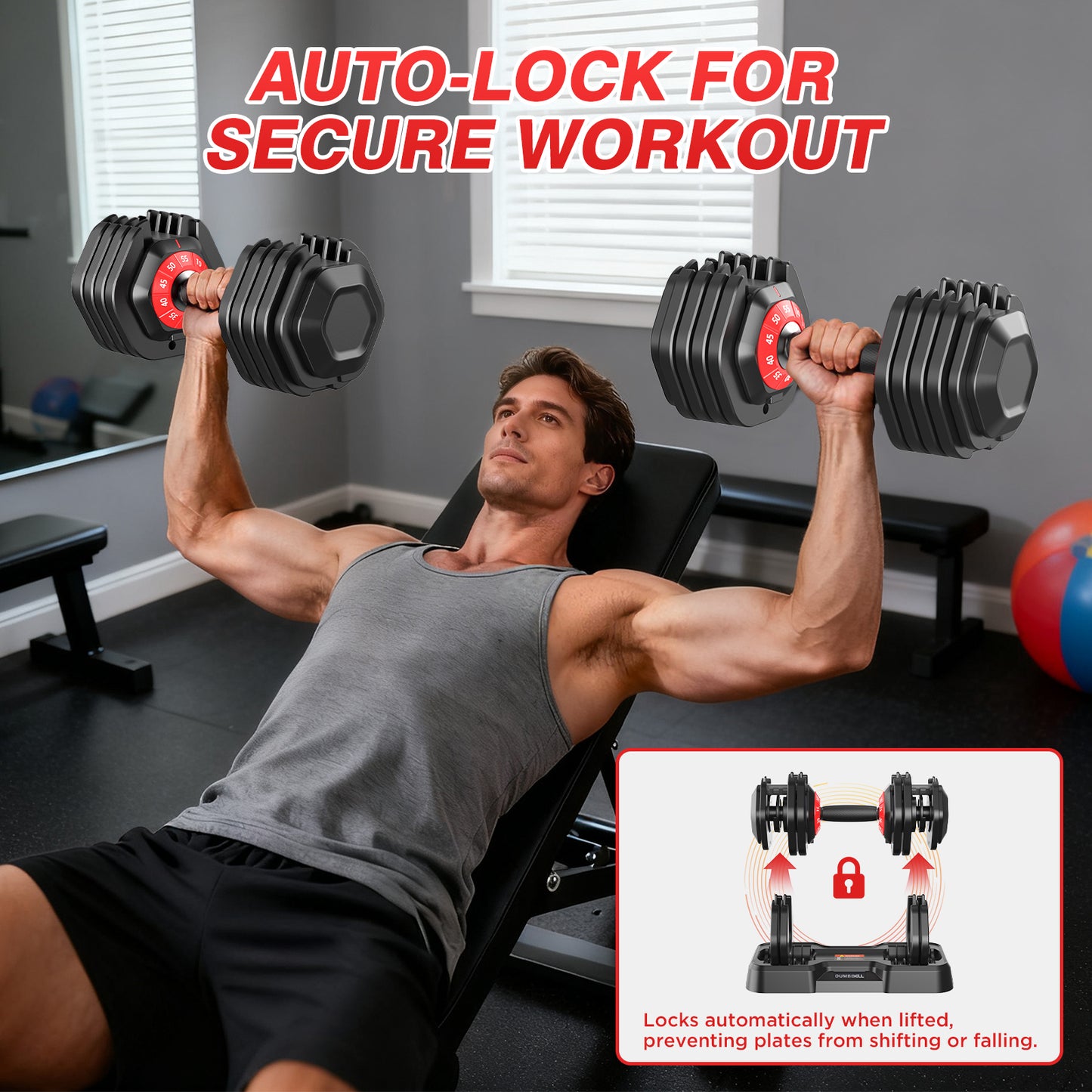 QIPAKA Adjustable Dumbbells Set of 2, Durable Weights Dumbbells Set, 10 in 1/15 in1 Free Weights Set with Anti-Slip Grip, Fast Adjust Gym Equipment Space Saving for Home Strength Training